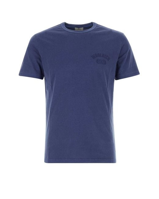 Woolrich Blue Cotton T-shirt for men