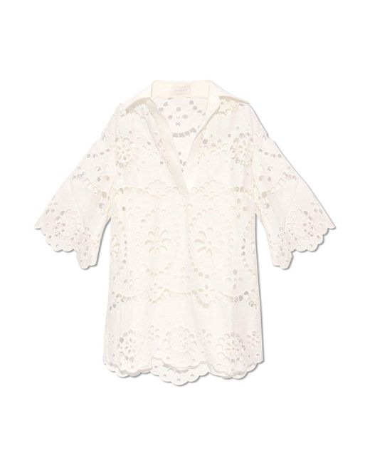Zimmermann White Lexi Embroidered Tunic