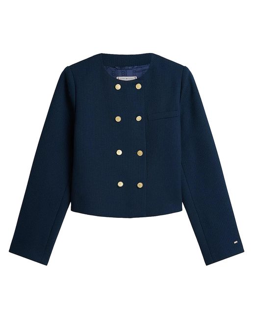 Tommy Hilfiger Blue Cropped Textured Lady Jacket