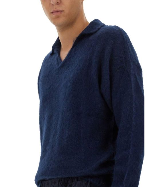 FAMILY FIRST Blue Knitted Polo for men