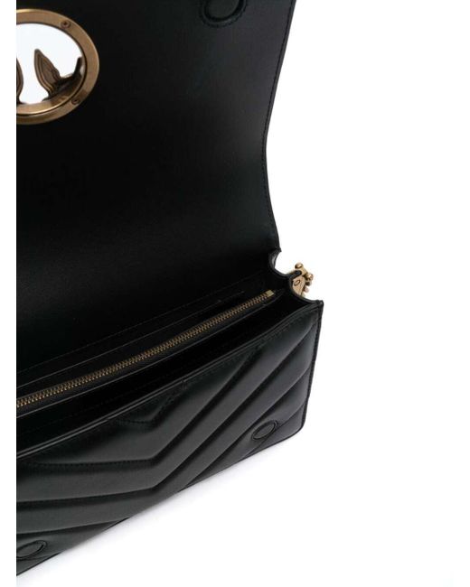 Pinko Black Love Quilted Leather Shoulder Bag