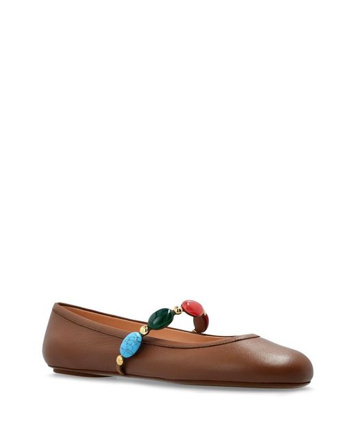 Gianvito Rossi Brown Shanti Leather Ballet Flats
