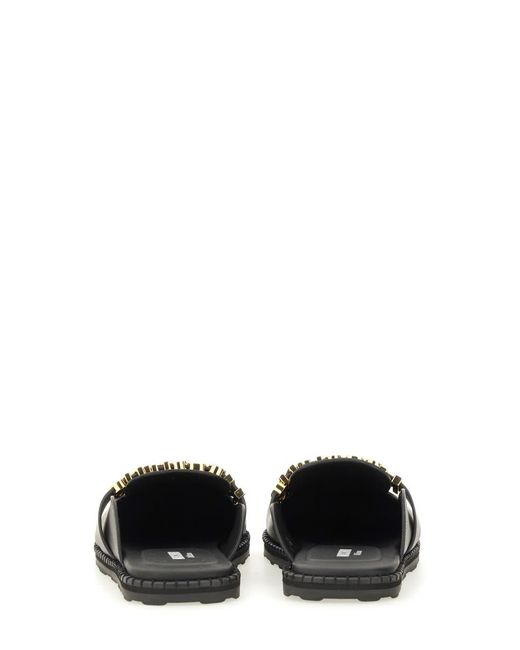 Moschino Green Leather Sabot Flats