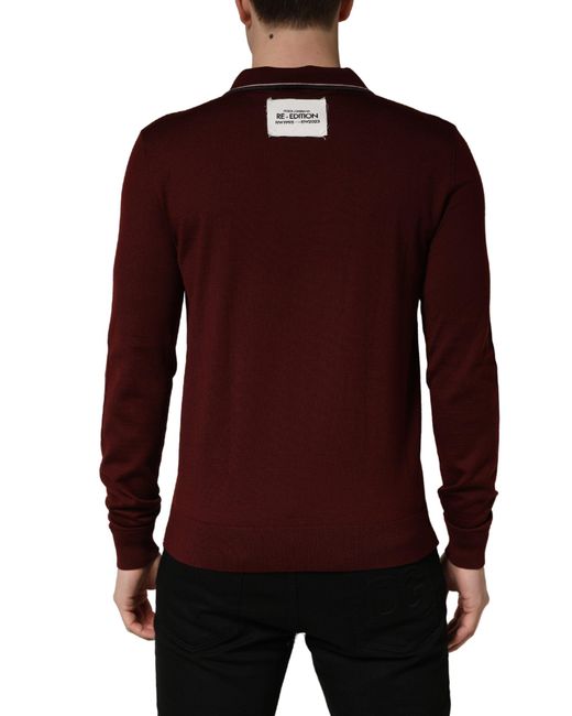 Dolce & Gabbana Red Re-Edition Wool Long Sleeves T-Shirt Virgin for men