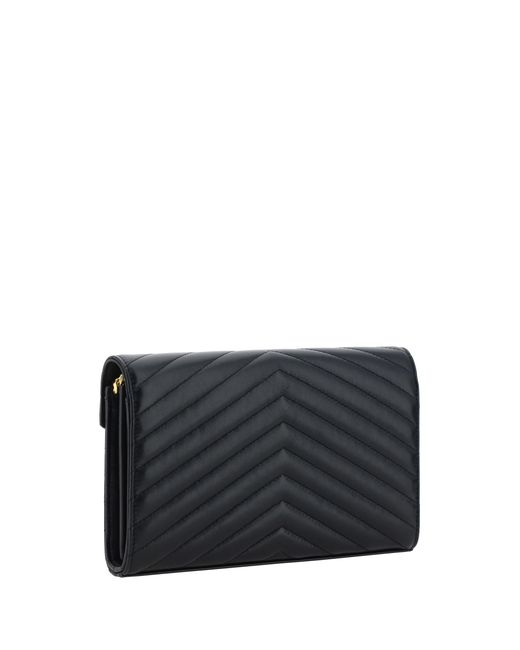 Saint Laurent Black Wallet Monogram Leather Lambskin Shoulder Bags