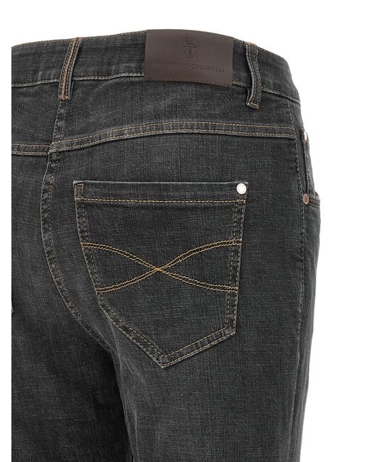 Brunello Cucinelli Gray Cotton Slim Fit Jeans Clothing