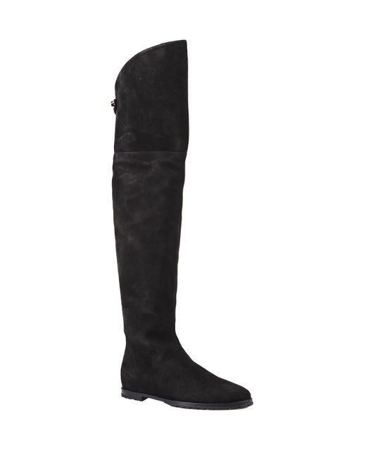 Maison Skorpios Stefania Over The Knee Black Suede Boots Lyst