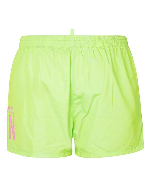 DSquared² Green Icon Logo Print Swim Shorts for men
