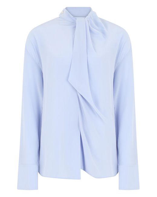 Victoria Beckham Blue Silk Blouse Blouses