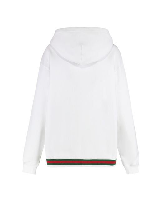 Gucci White Full Zip Cotton Hoodie Sweatshirts