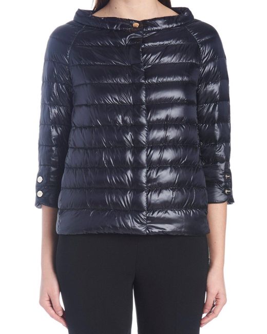 Herno Blue Cropped Sleeve Down Jacket