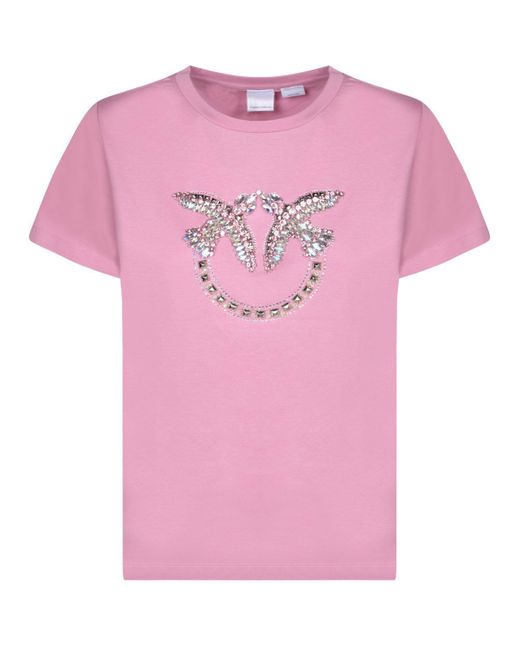Pinko Pink Logo-embellished Crewneck T-shirt