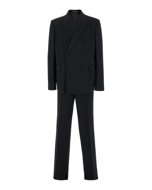 Gucci Black Double-Breasted Suit With G Detail for men