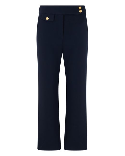 Veronica Beard Blue Slim Trousers With Decorative Buttons Polyester Straight