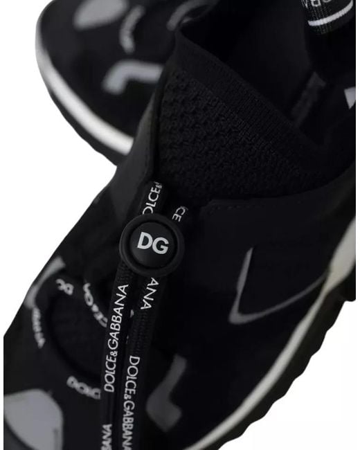 Dolce & Gabbana Black Logo Sorrento Sneakers Shoes And Cotton for men