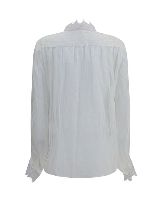 Chloé Gray Chloã Ruffled Silk Muslin And Lace Blouse