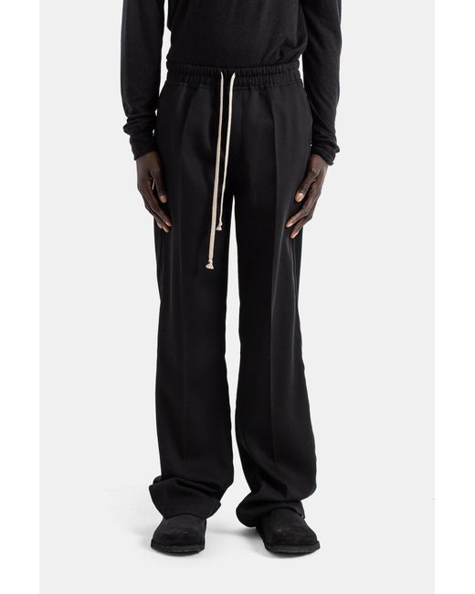 Rick Owens Black Dietrich Drawstring Wide-Leg Trousers With Elasticated Waist for men