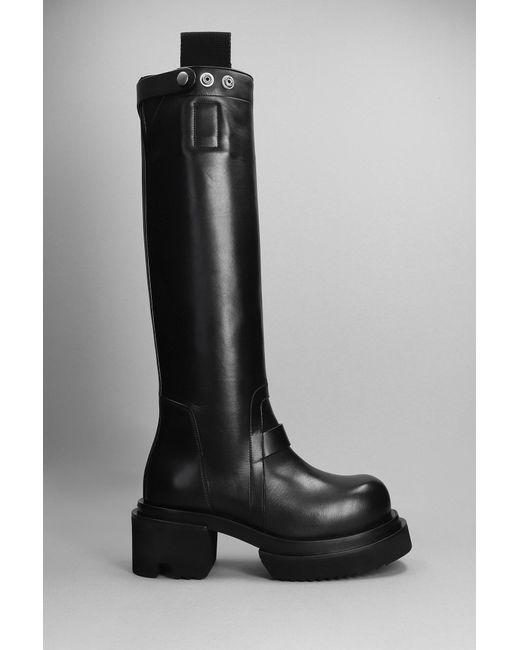Rick Owens Pull On Bogun Combat Boots In Black Leather Lyst UK