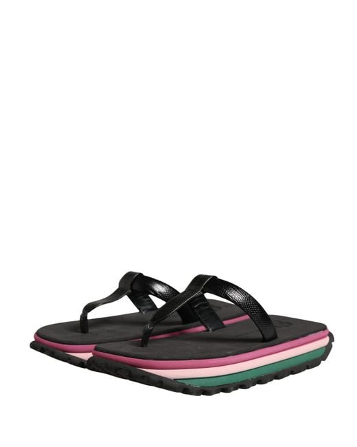 Dolce & Gabbana Black Rubber Chunky Flip Flop Shoes