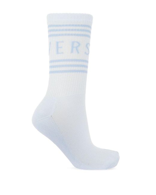 Versace White Socks With Logo,