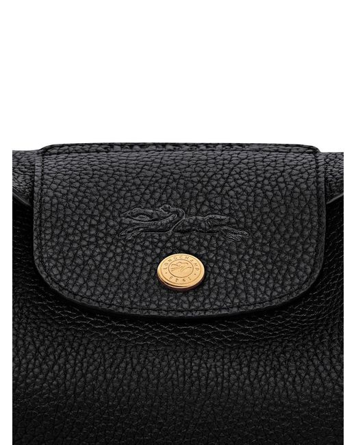 Longchamp Black Shoulder Bag With Triomphe Plate Leather Calf