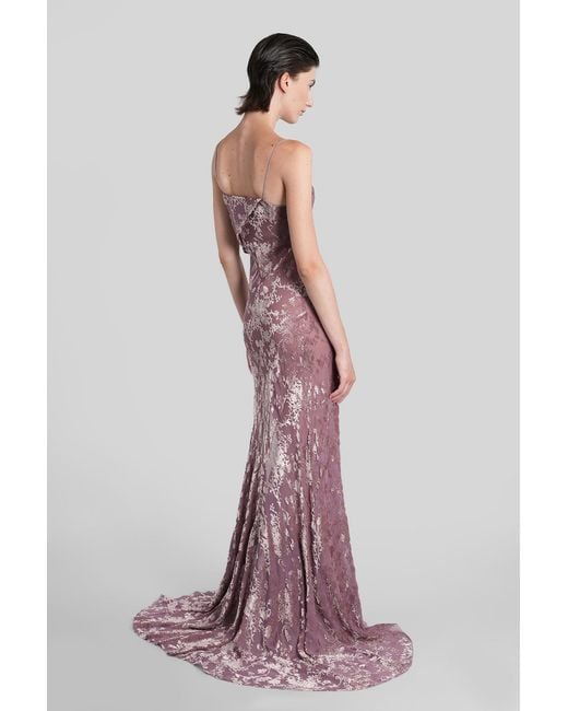 Ann Demeulemeester Aaricia Long Dress In Rose-pink Velvet