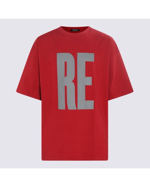 Undercover Red Dark Cotton T-Shirt for men