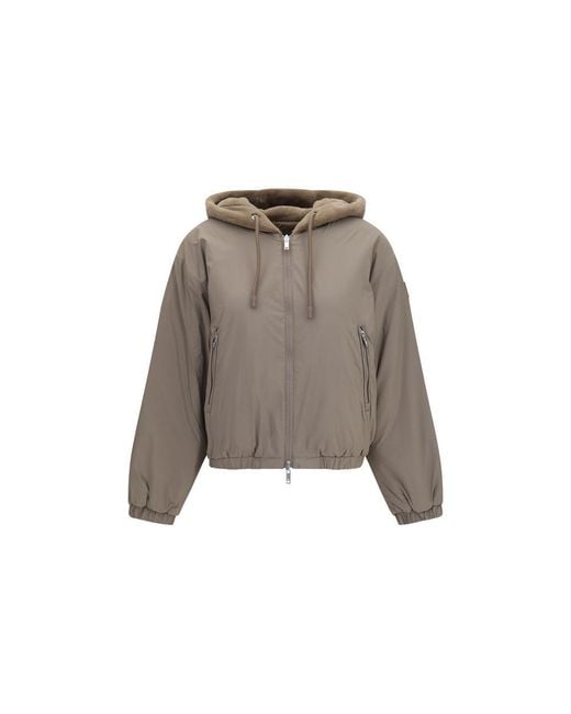 Moose Knuckles Gray Brown Faux Fur Sweatshirt