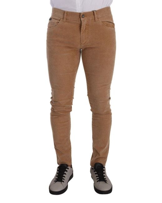 Dolce & Gabbana Brown Corduroy Cotton Skinny Slim Fit Jeans Clothing for men