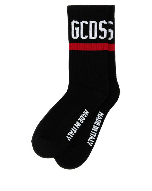 Gcds Black Stretch Cotton Blend Socks