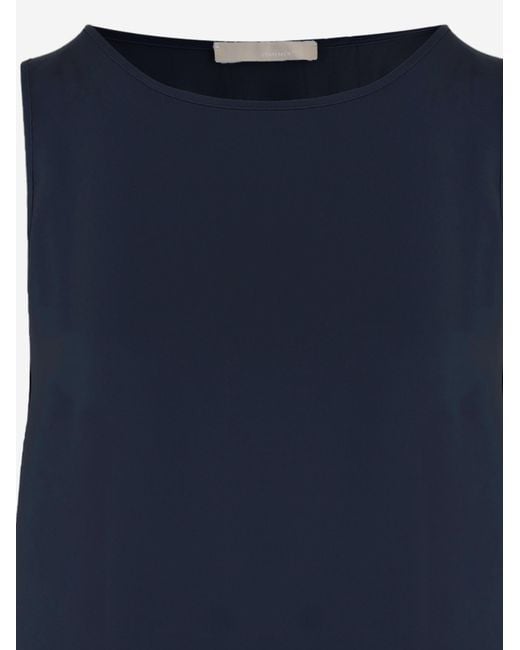 Allude Blue Stretch Silk Top Tops