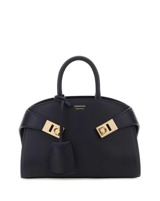 Ferragamo Blue Midnight Leather Mini Hug Handbag