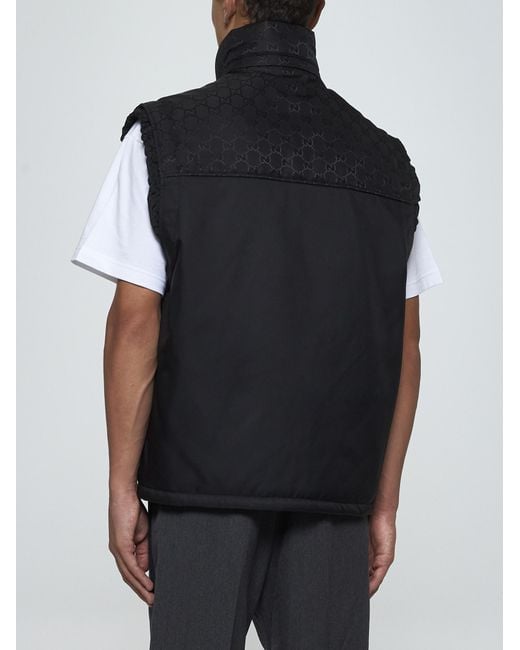 Gucci Black Gg Padded Nylon Down Vest for men