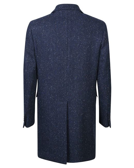 Etro Blue Semi-Traditional Regular Coat for men