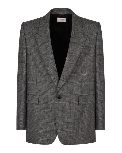 Saint Laurent Black Flannel Jacket Prince Of Wales Wool Suit & Dinner for men