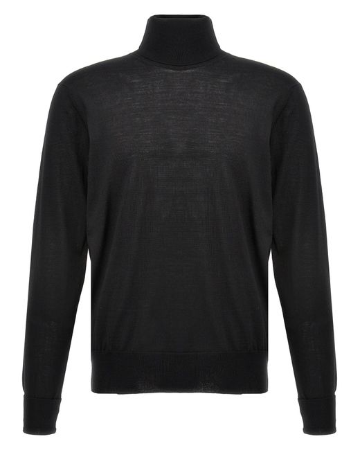 PT Torino Black Merino Turtleneck Sweater for men