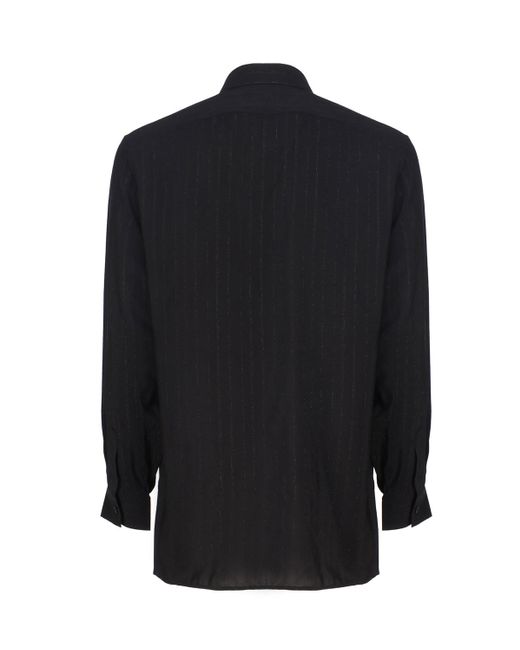 Saint Laurent Black Shirt With Buttons And Pointed Collar for men
