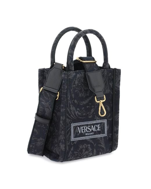 Versace Black Athena Barocco Mini Tote Bag for men