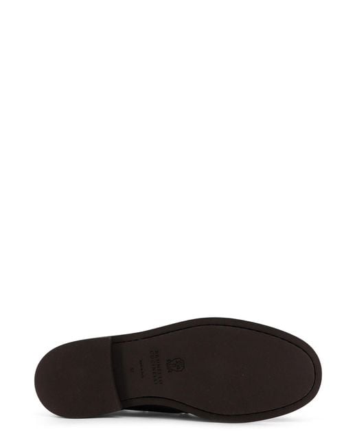 Brunello Cucinelli Brown Leather Loafers With Monili Detail