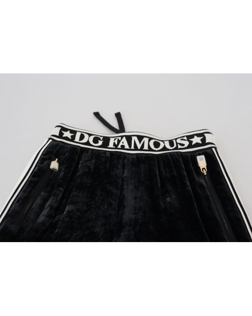 Dolce & Gabbana Black Velvet Joggers Relaxed Fit