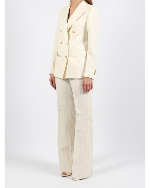 Tagliatore White Striped Double-Breasted Suit