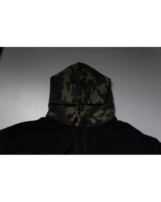 Dolce & Gabbana Black Camouflage Hooded Sweatshirt Sweater Cotton Clothing for men