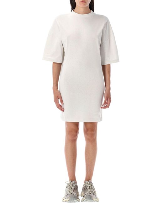Balenciaga Women's White Semi Fitted Cotton T-Shirt Dress