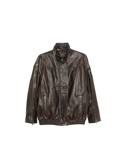 Salvatore Santoro Brown Leather Jacket Dark Calf