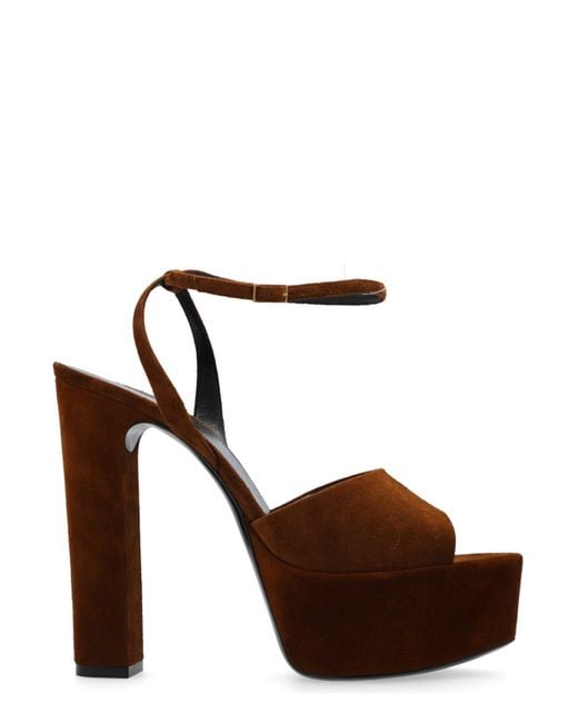 Saint Laurent Brown Jodie Almond Toe Platform Sandals