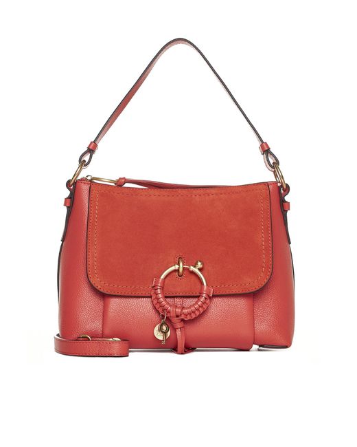 See By Chloé Red Joan Small Leather And Suede Bag