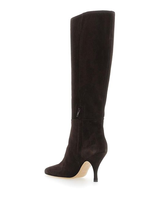 Semicouture Black Boots Lucinda Suede Viscose And Polyester