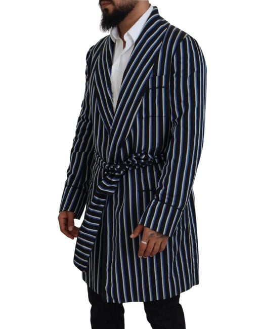 Dolce & Gabbana Blue Martini Printed Lining Robe And Polyester Silk Clothing for men