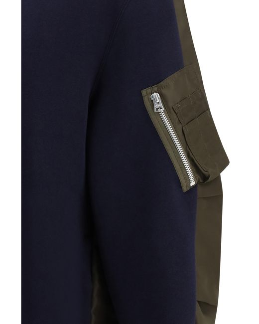 Sacai Green Sweatshirt Paneled-D-Khaki Cotton Knitwear for men