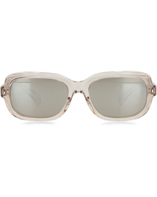 Moncler White Suntrap Rectangular Frame Sunglasses Acetate for men